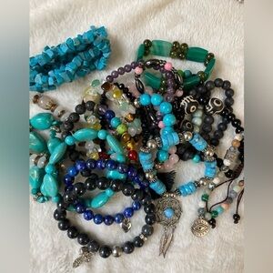 Bundle of‎ 20 Beaded Bracelets Holiday Gifts Natural Stones